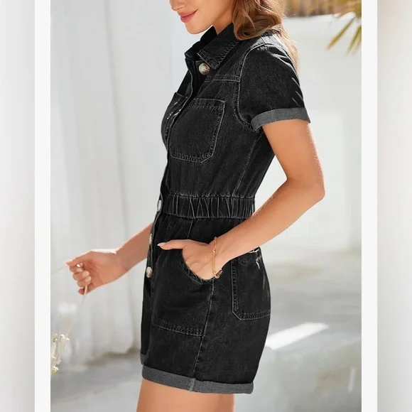 NWOT City Bell Cotton Denim Romper - Picture 3 of 5